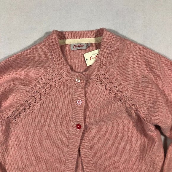 Cath Kids Sweater Girls 9-10 Years Lace Stitch Cardigan Wool Pink Ivory NEW $46 - Picture 2 of 9